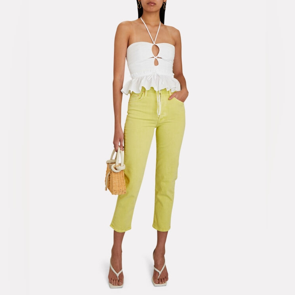Mother Superior The Tomcat Citron Chartreuse Straight Leg Jean Revolve